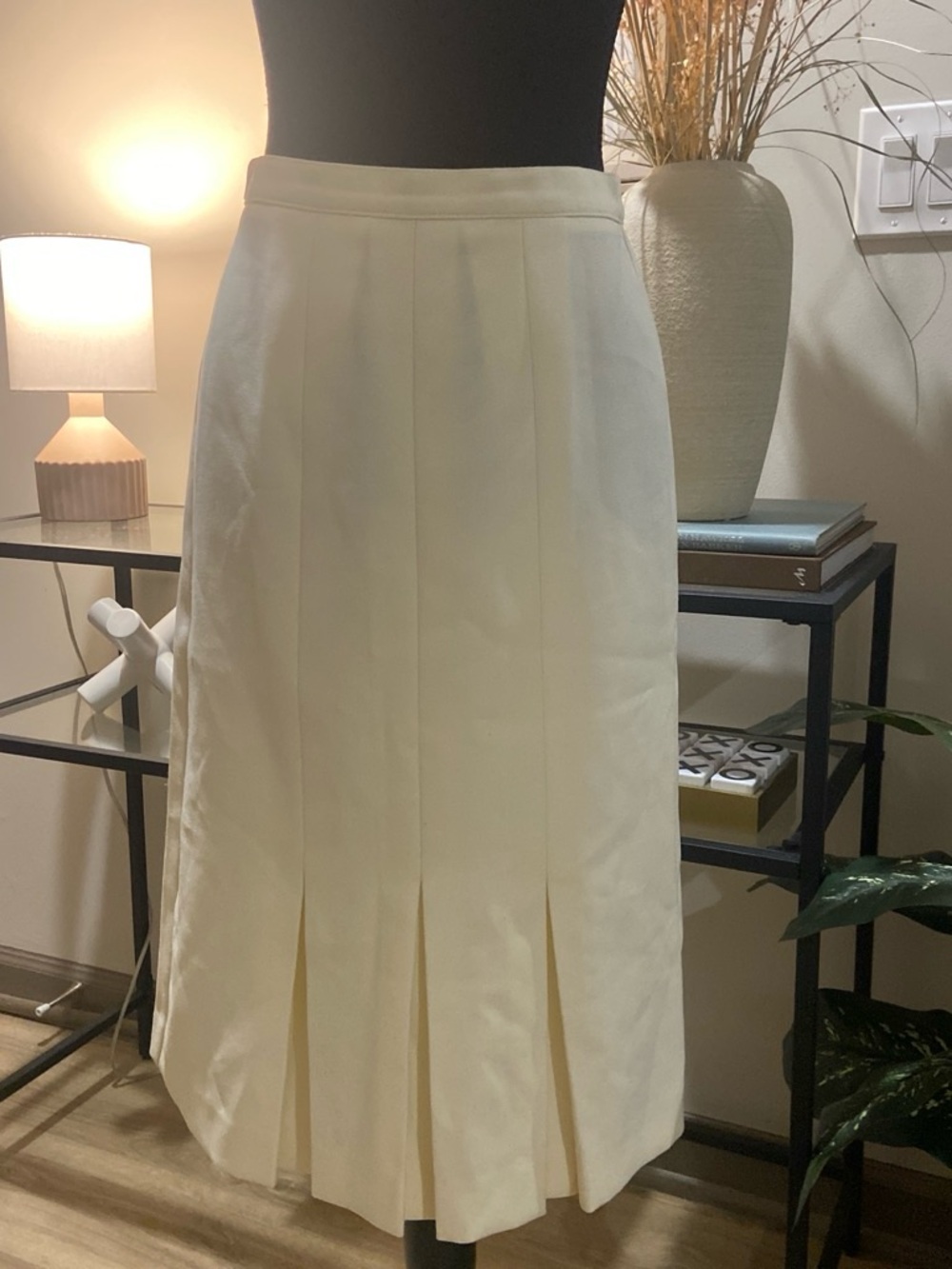 Persona Cream Pleated Midi Skirt